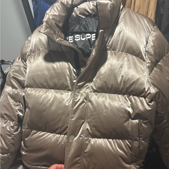 TNA supper puff  Metallic Gray Puffer Jacket - Picture 1 of 6